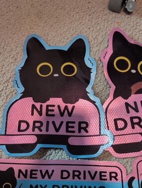 Black Cat New Driver Sticker Set of 4